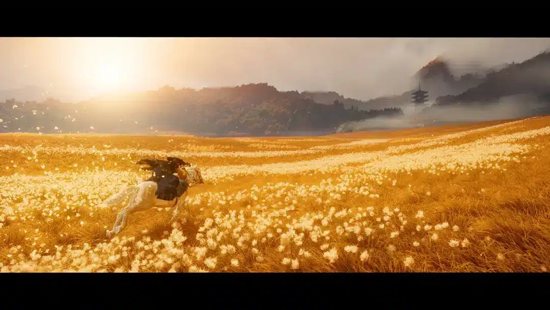 Ghost of Yōtei (PS5) — yorqin oltin dalada otliq safar