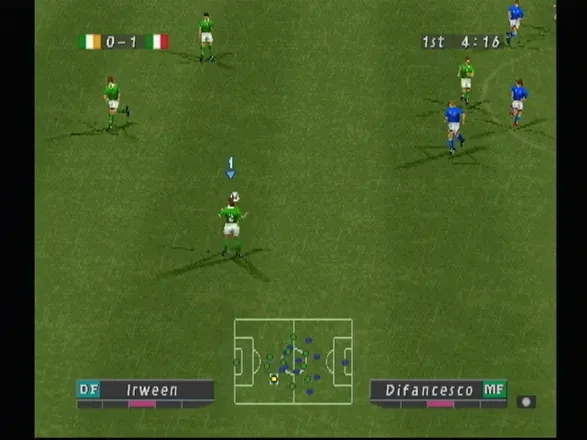 ISS Pro Evolution (PS1) — match kamerasi va maydon