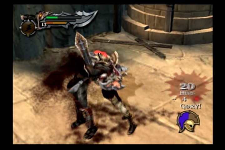God of War (2005, PS2) — Kratosning dushman bilan yaqin masofadagi olishuvi