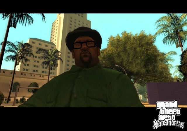 GTA: San Andreas (PS2) — Big Smoke, yashil kiyimi va qora shlyapasi bilan