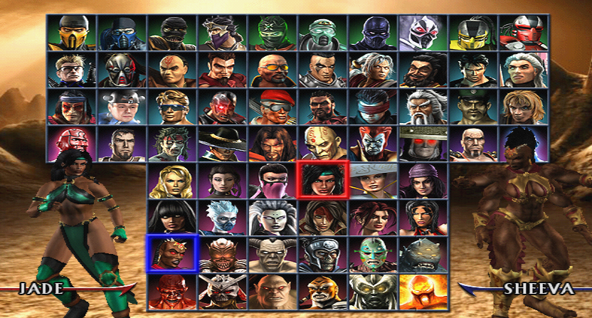 Mortal Kombat: Armageddon (PS2) — qahramonlarni tanlash ekrani