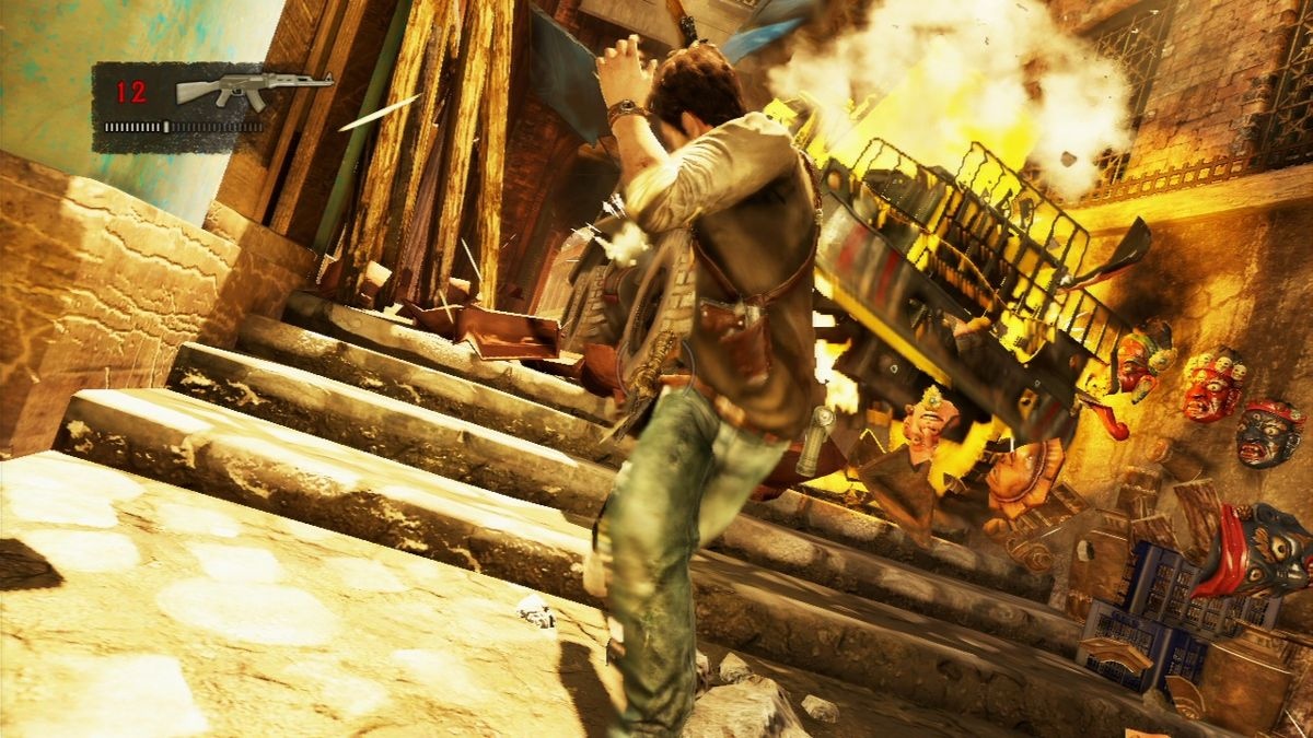 Uncharted 2: Among Thieves (2009, PS3) — Neytan Dreyk tor ko‘chadagi quvishda