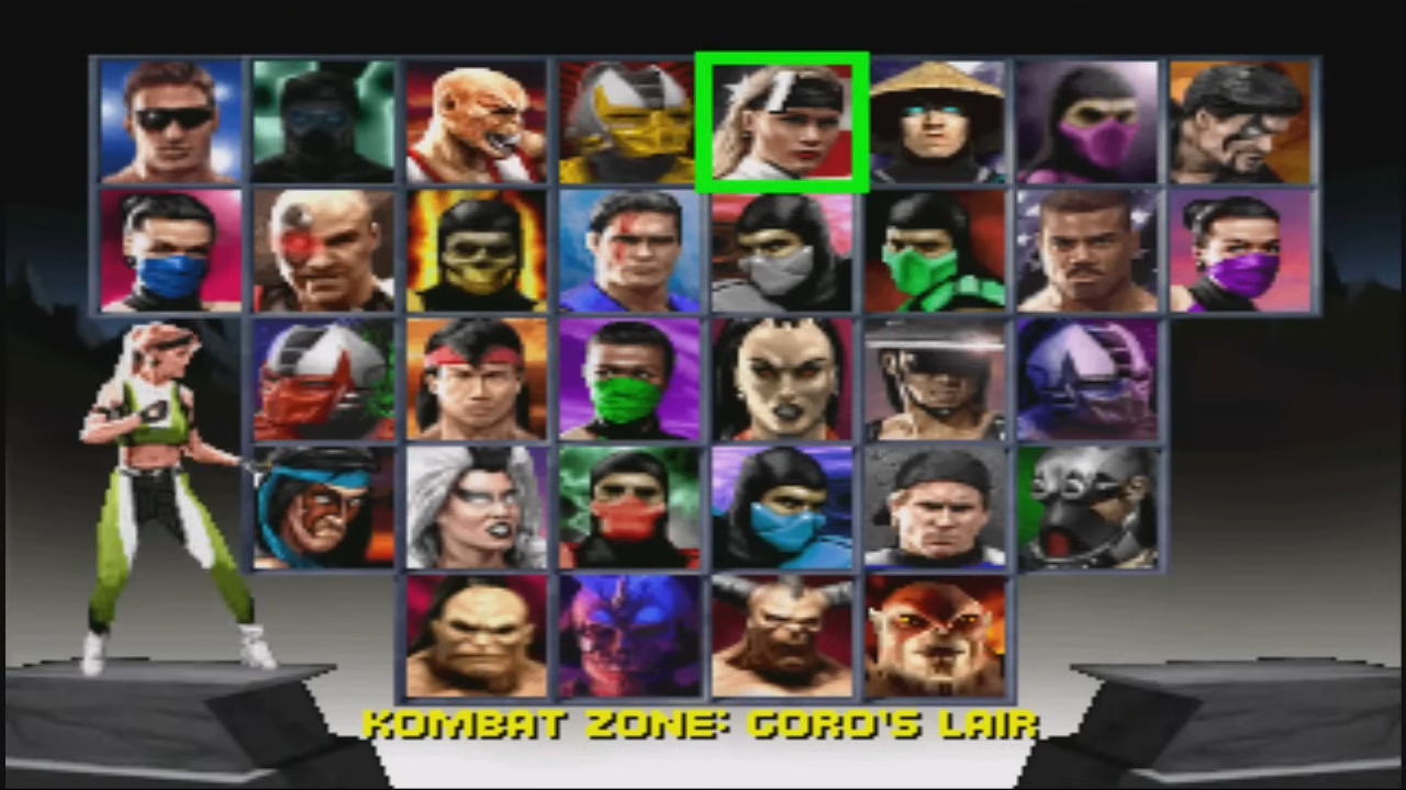 Mortal Kombat Trilogy — asl o‘yindagi jangchilarni tanlash ekrani