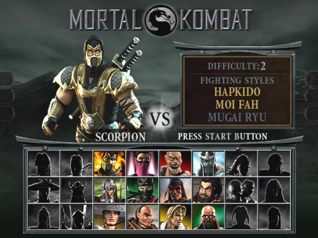 Mortal Kombat: Deception (PS2, 2004) — qahramon tanlash