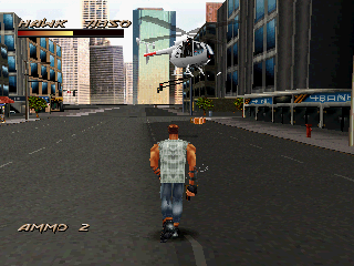 Fighting Force (1997, PS1) — ko‘chadagi vertolyot hujumi.