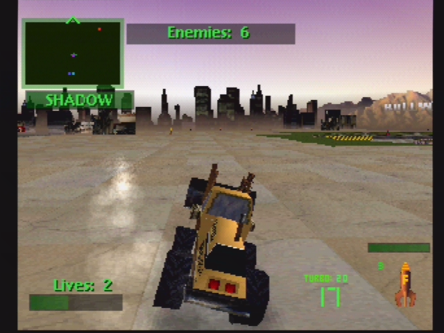 Twisted Metal 2 (1996, PS1) — qurollangan avtomobil bilan arenada yurish.